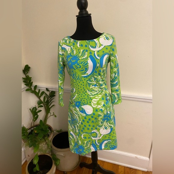 Lilly Pulitzer Limeade Roar of the Jungle Charlene Shift Dress‎ blue green small - Picture 3 of 11